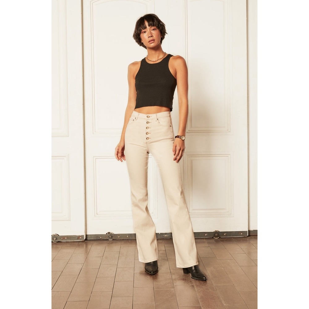 Boyish The Ricky Jeans Women 27 Natural EUC High Rise Flare Exposed Button Fly